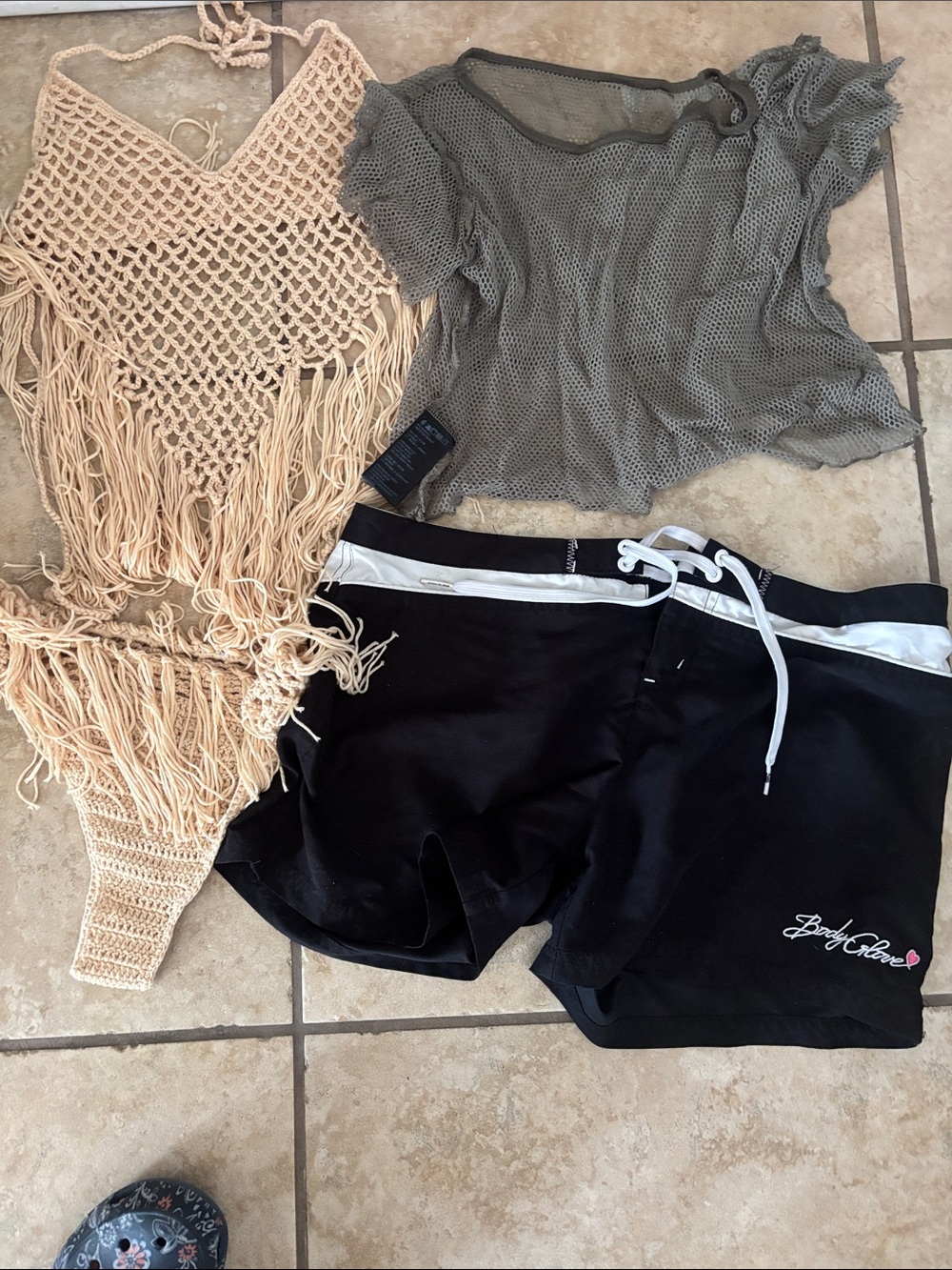 Body Glove Black Women's Athletic Swim Shorts with White Trim